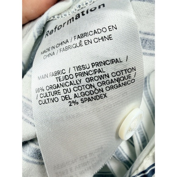 Reformation Will Oversized Shirt Savoy Stripe Womens M Blue Organic Cotton - Picture 10 of 12